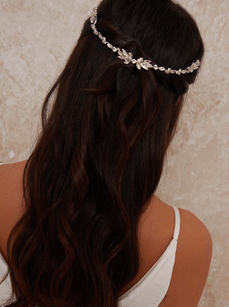 Gemstone Embellished Hair Piece in Silver