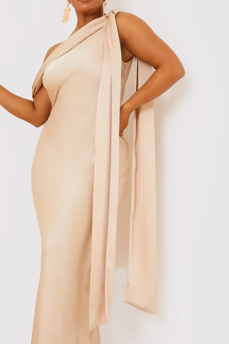 In The Style Asymmetric Draped Neckline Maxi Dress	