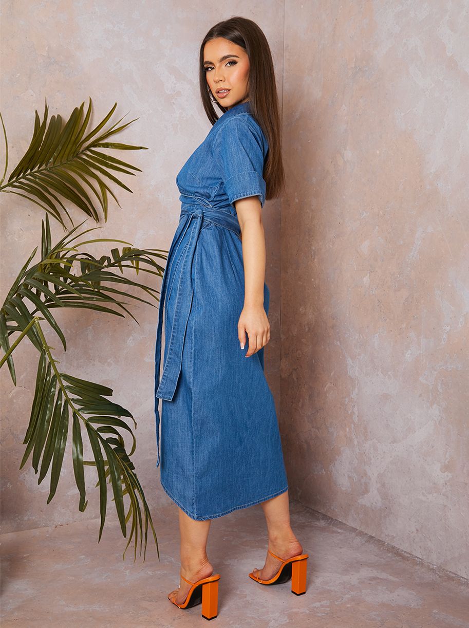 Midi denim dress uk best sale