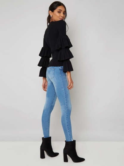 Ruffle Detail Jumper in Black