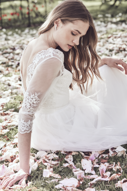 Floral Embroidered Bridal Maxi Dress in White