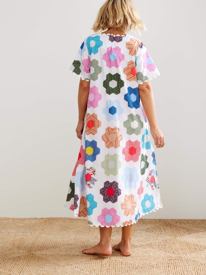 Printed Loose Casual Lace-up Dress