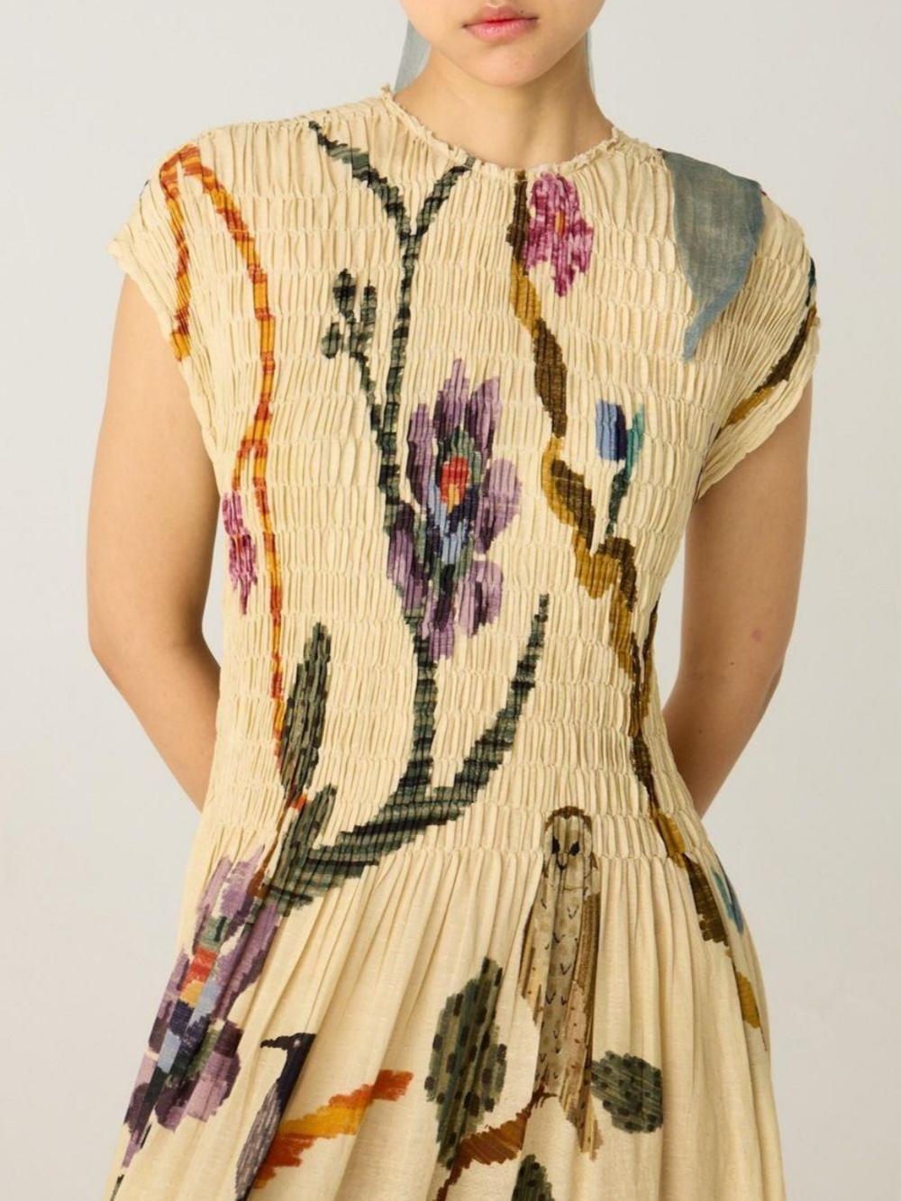 Pleated Print Maxi Dress