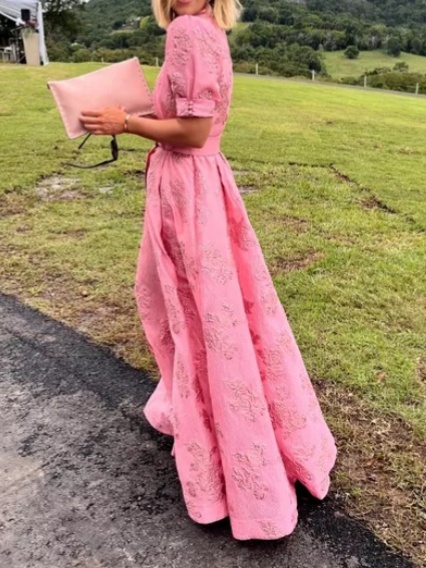 Waist-cinching Button-down Maxi Dress