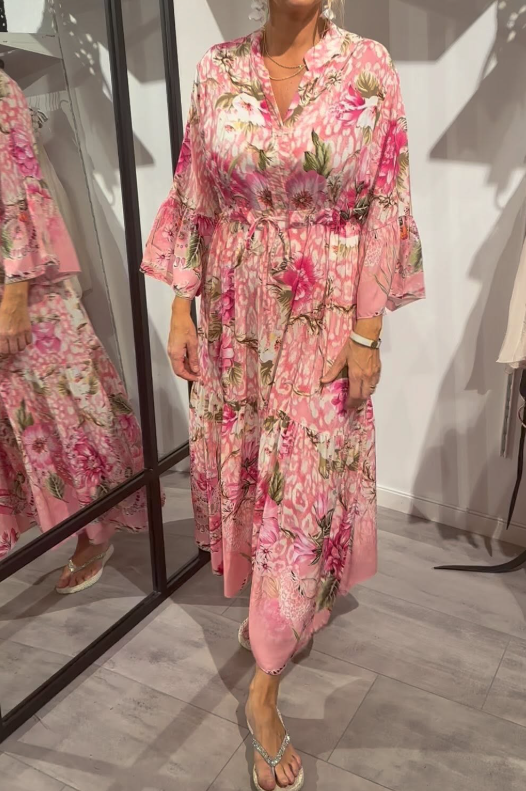 Elastic Waist Floral Comfy Dress