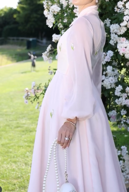 Demure Pink Flower Midi Dress