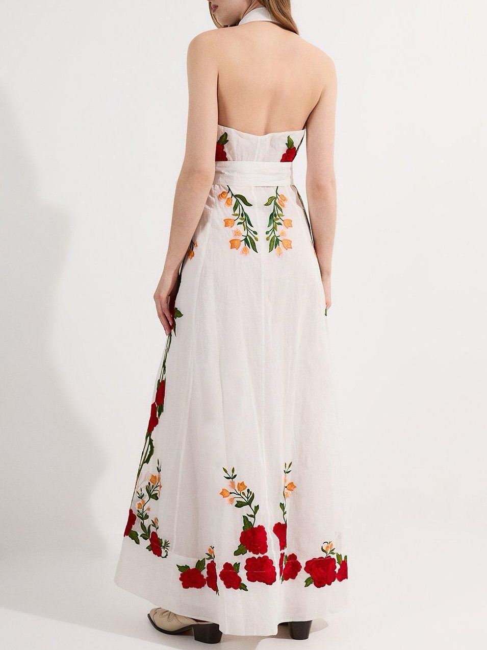 Rose Embroidered Neck Dress