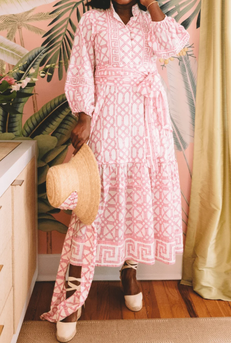 Bamboo Printed Long Sleeve Dress