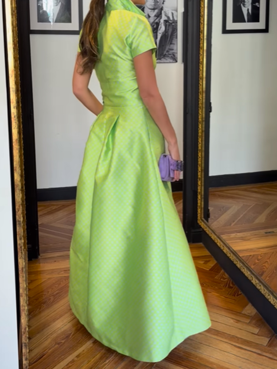 Elegant Belted Short Sleeve Maxi Dress