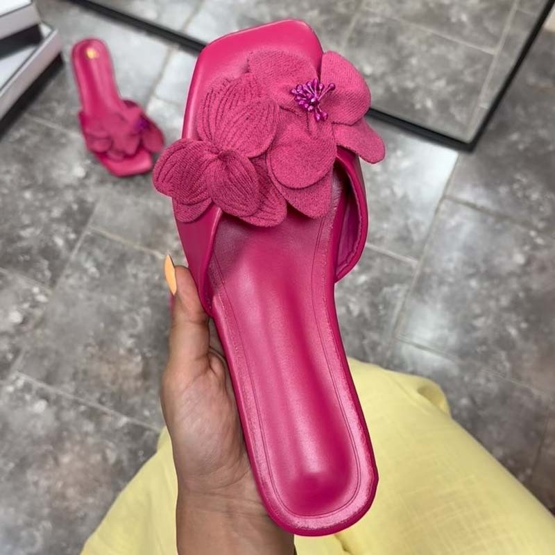 3D Flower Beach Flat Slippers