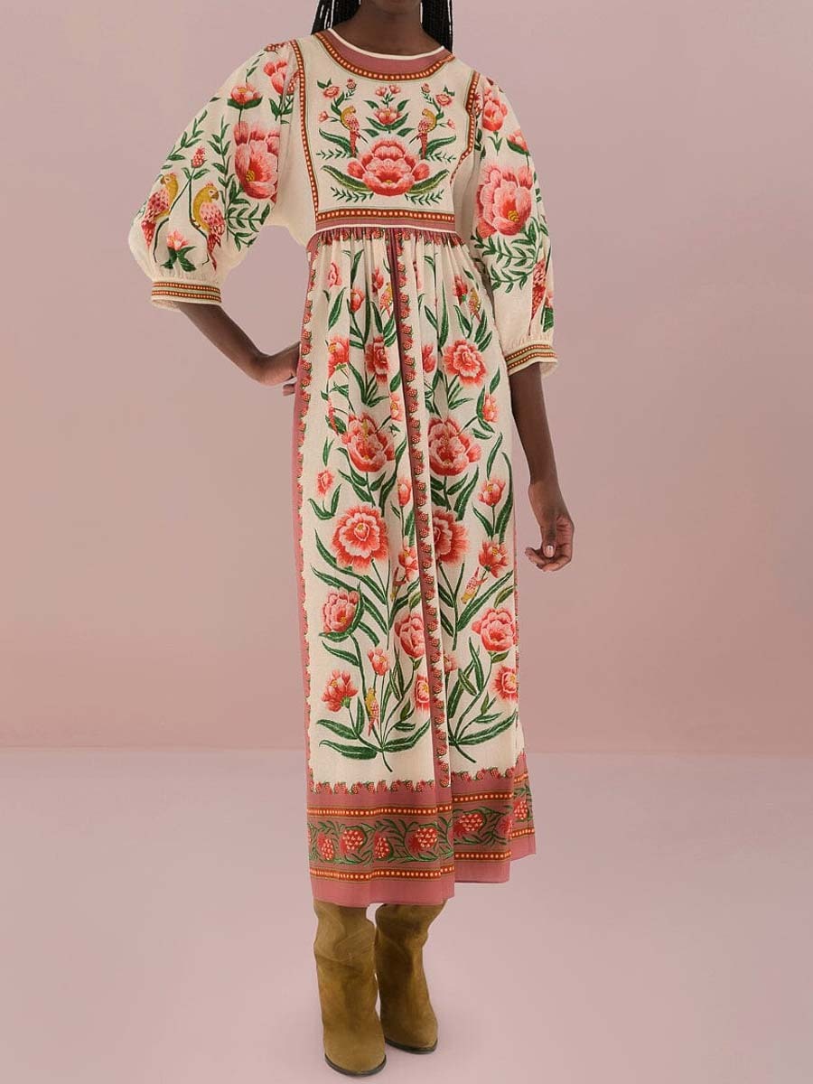 Elegant Printed Loose Maxi Dress