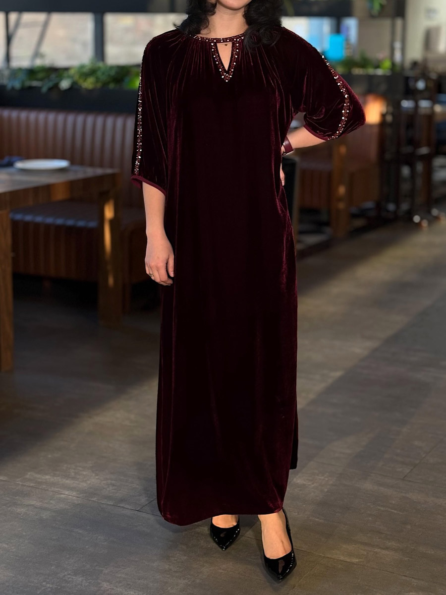 Rhinestone Sparkle Velvet Loose Dress