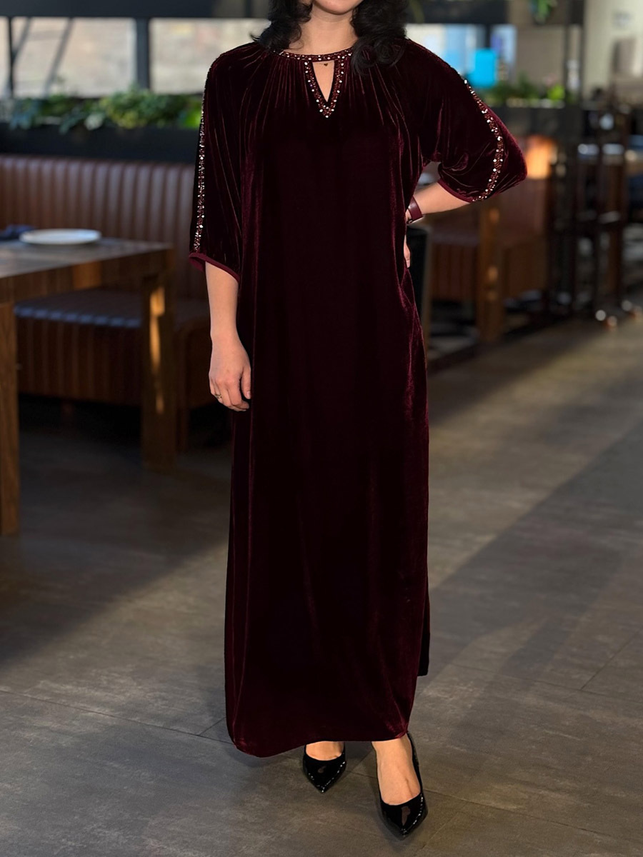 Rhinestone Sparkle Velvet Loose Dress