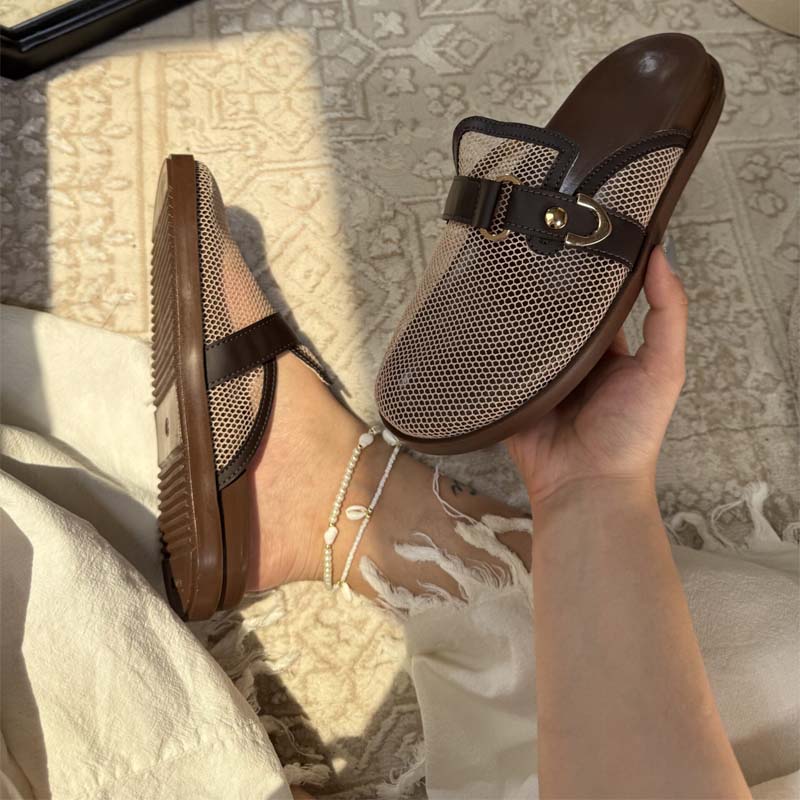 Breathable Baotou Half Slippers Mesh Slip-on Sandals