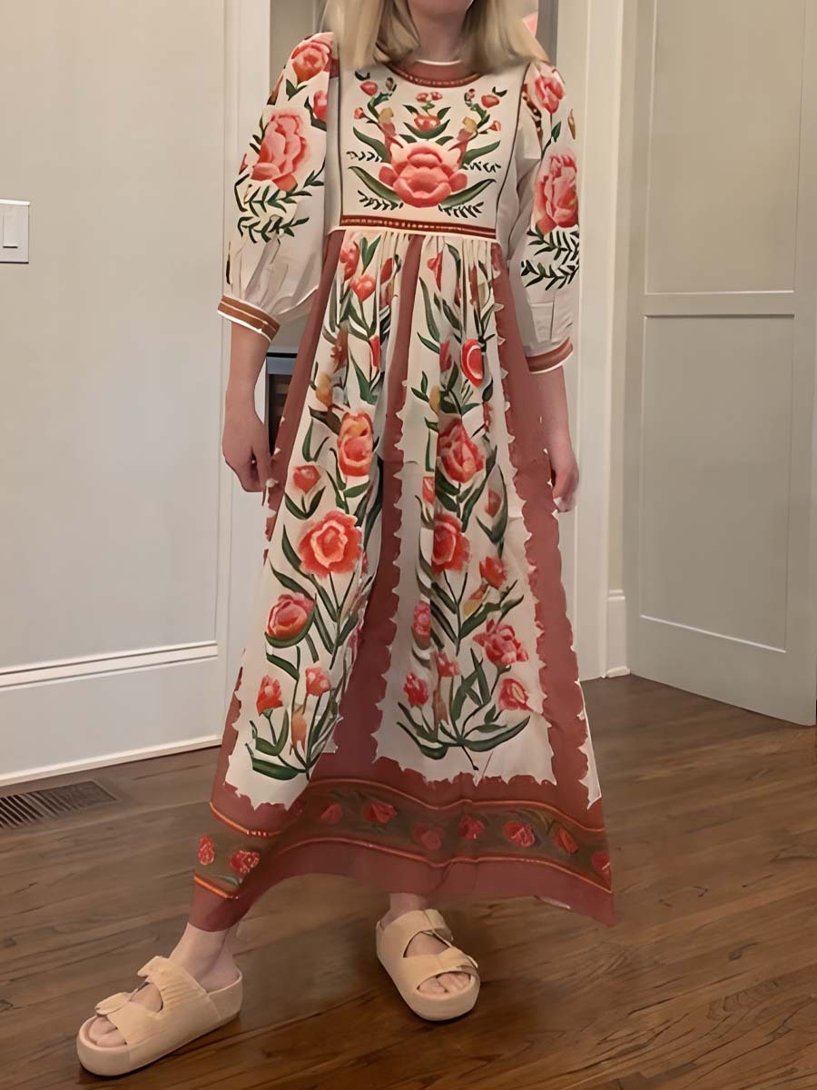 Elegant Printed Loose Maxi Dress