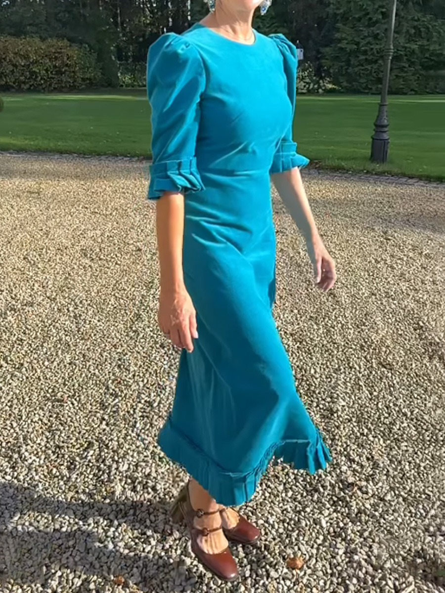 Elegant Pleated Stitching Midi Dress