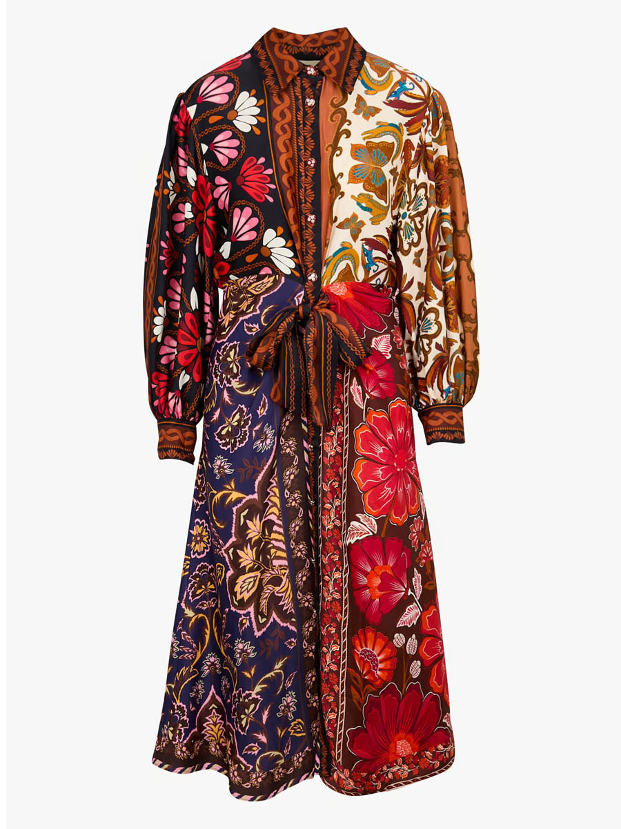 Multicolor Printed Wrap Dress