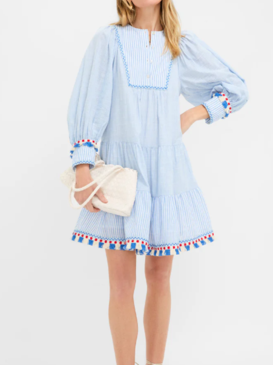 Fringed Hem Striped Dress