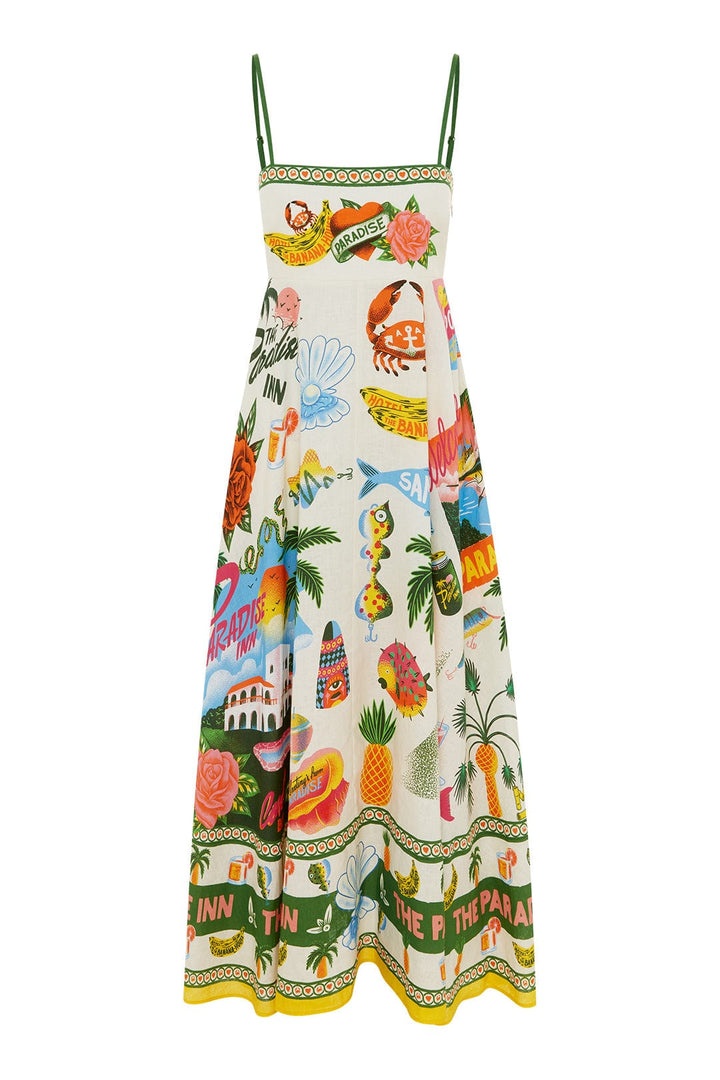 Unique Printed Smoked Rear Pocket Maxi Dress