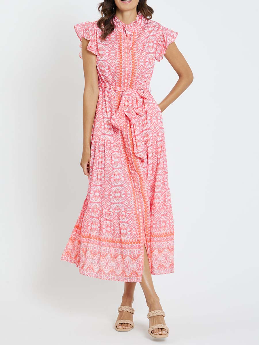 Pink Cotton Midi Dress