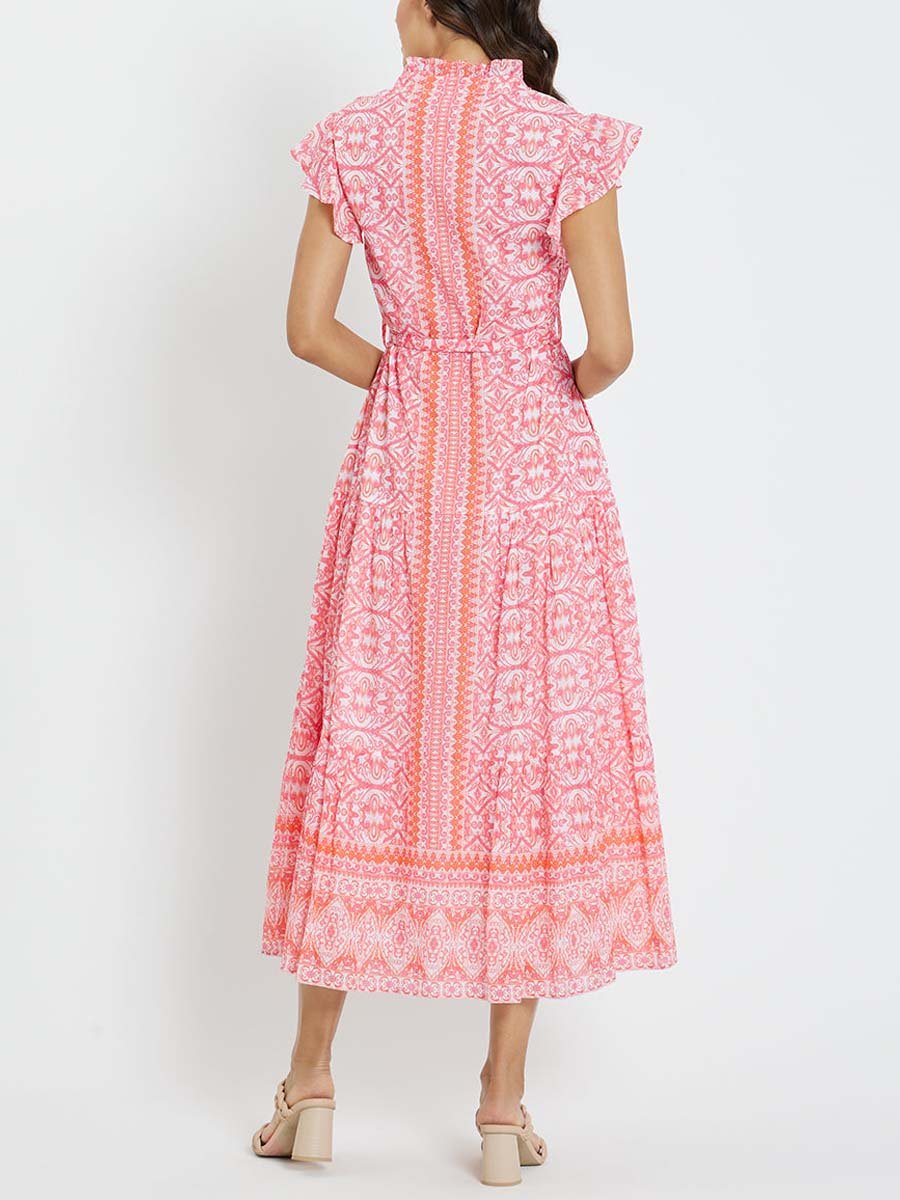 Pink Cotton Midi Dress