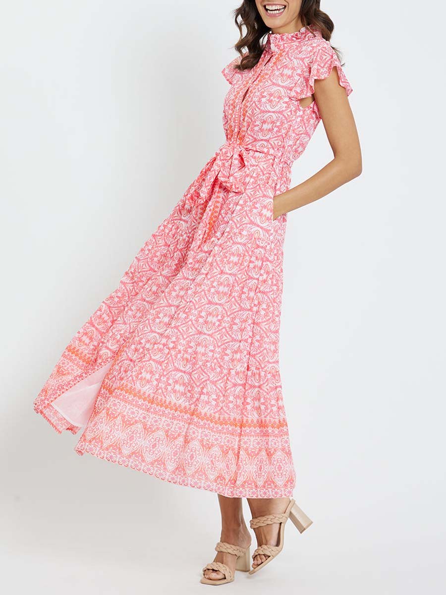 Pink Cotton Midi Dress