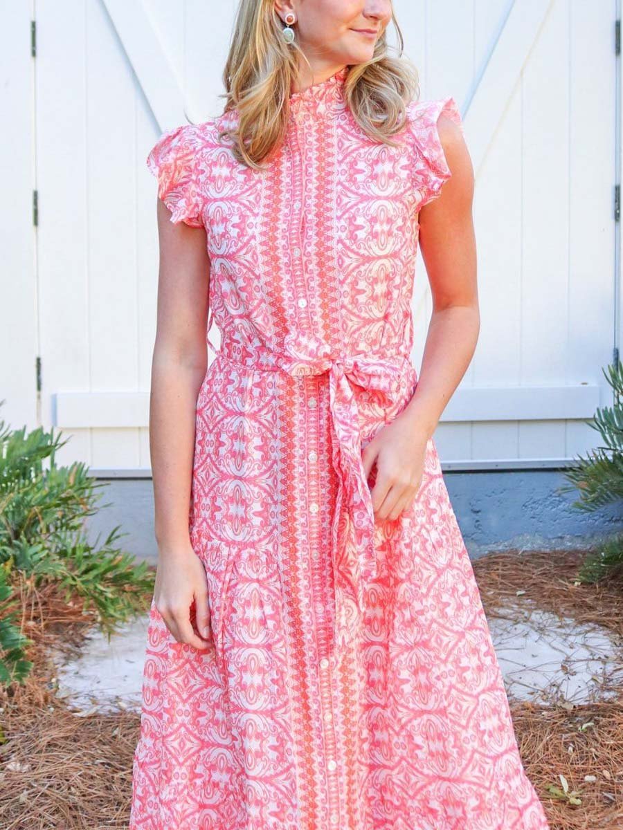 Pink Cotton Midi Dress