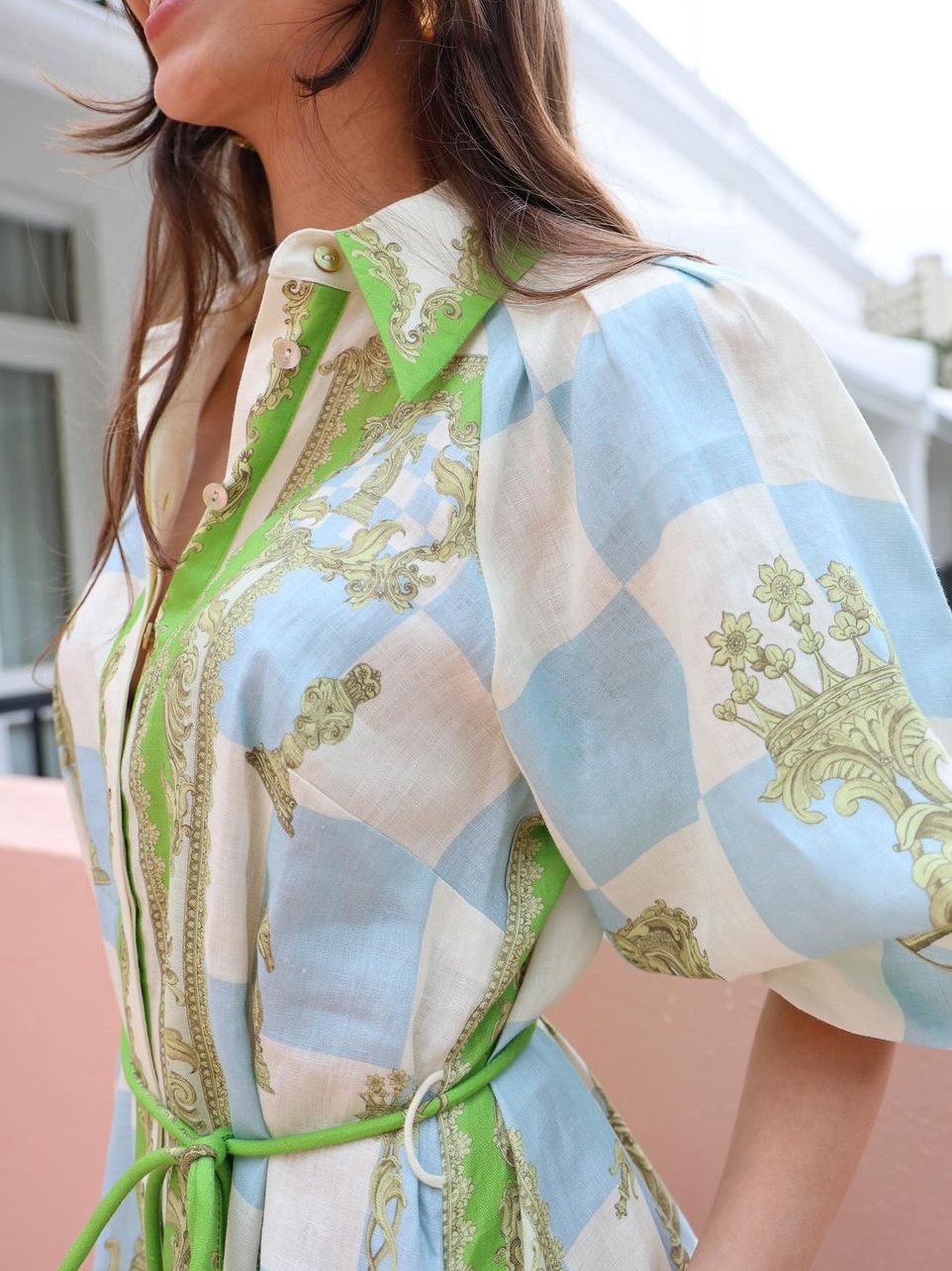 Linen Shirtdress In Multicolor