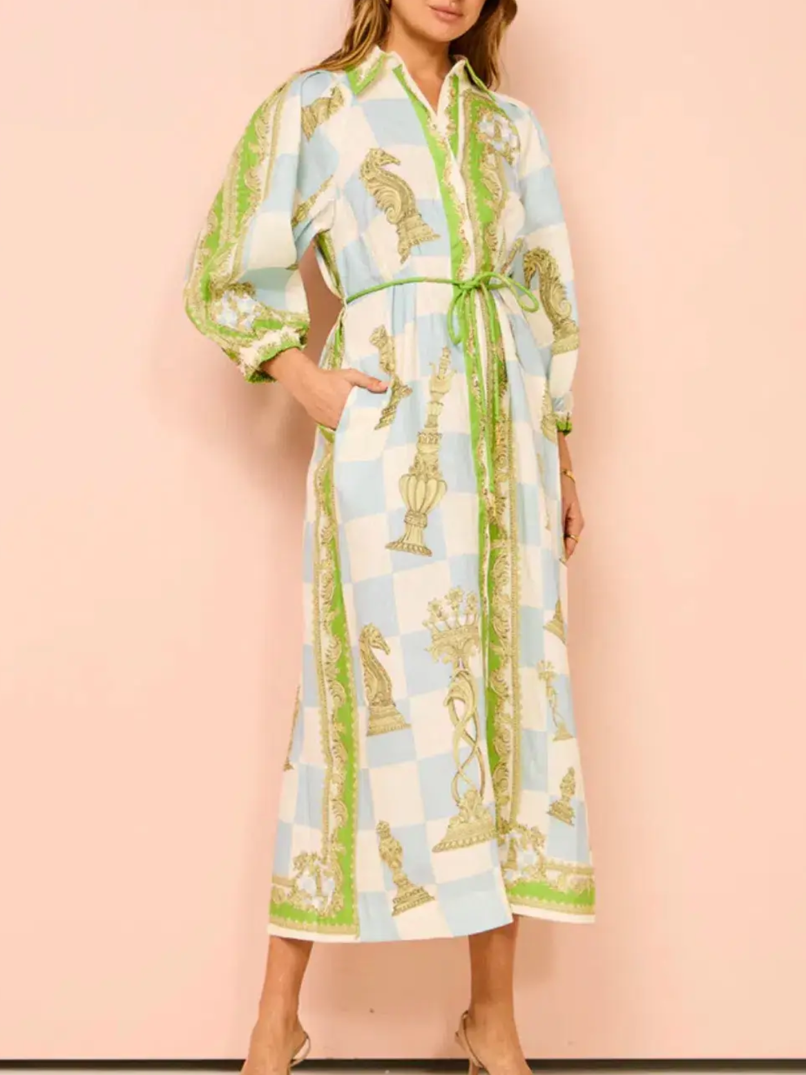 Linen Shirtdress In Multicolor