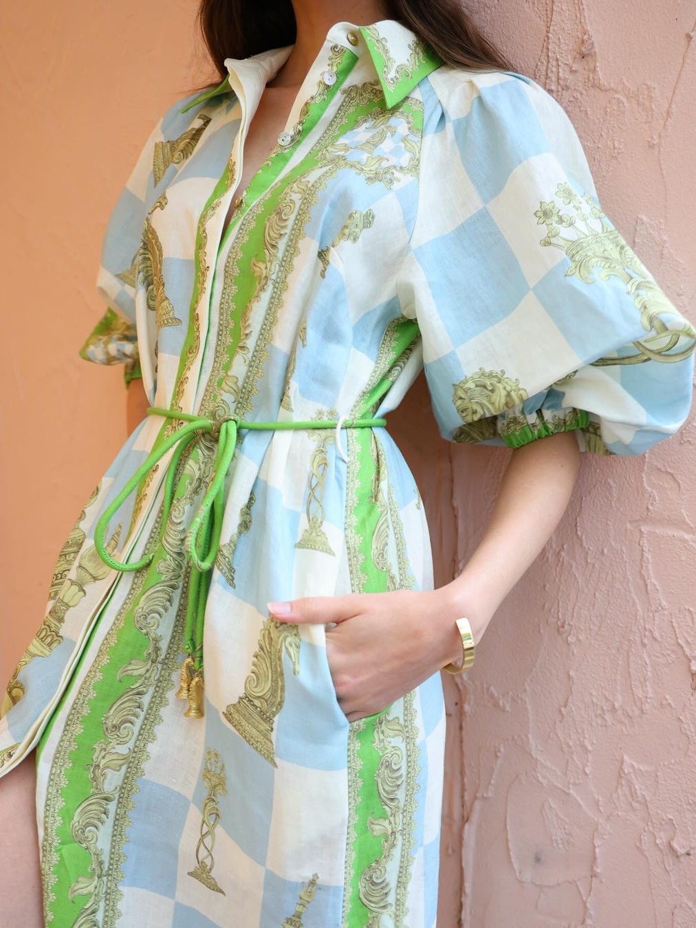 Linen Shirtdress In Multicolor