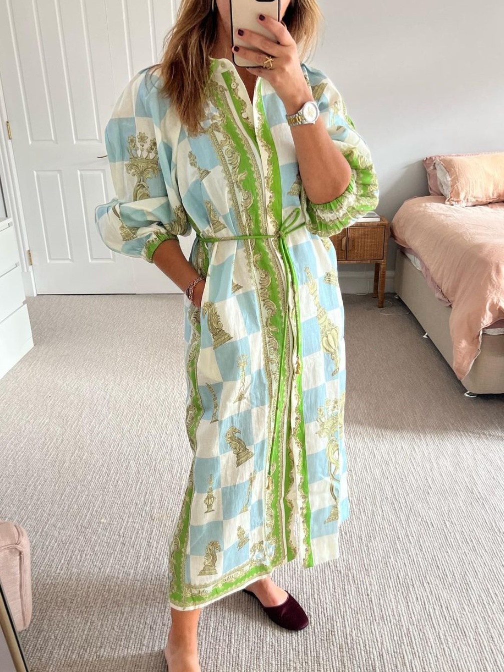 Linen Shirtdress In Multicolor