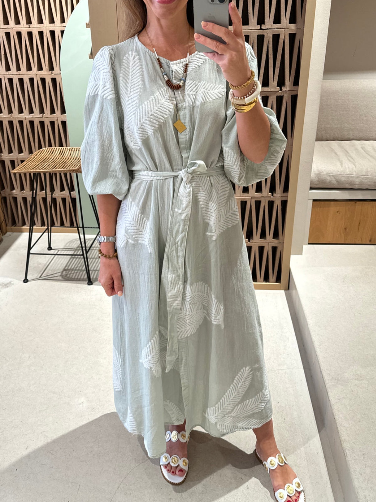 Leaf Print Mid Dress