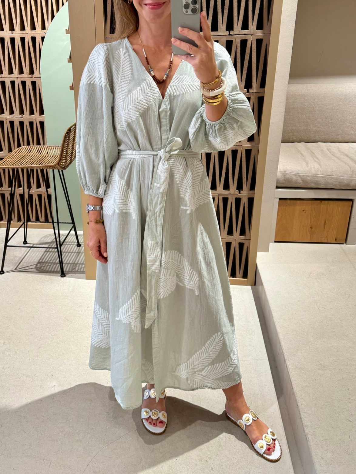 Leaf Print Mid Dress