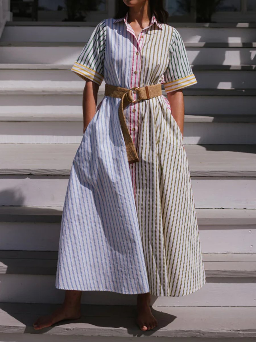 Striped Button Dress