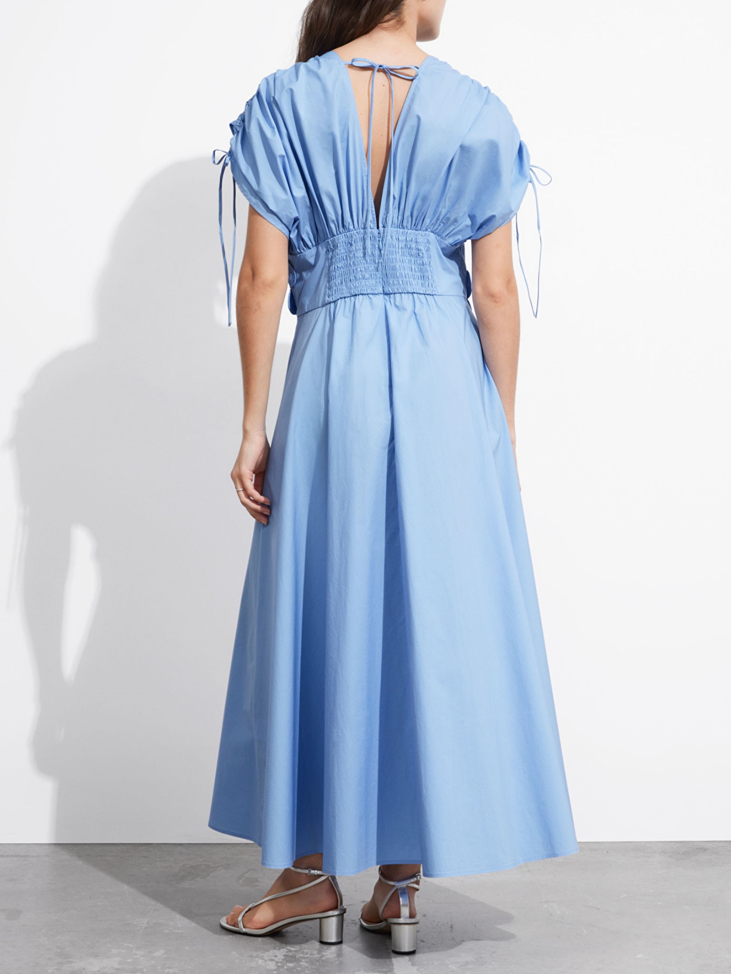 Blue Floral Applique Midi Dress