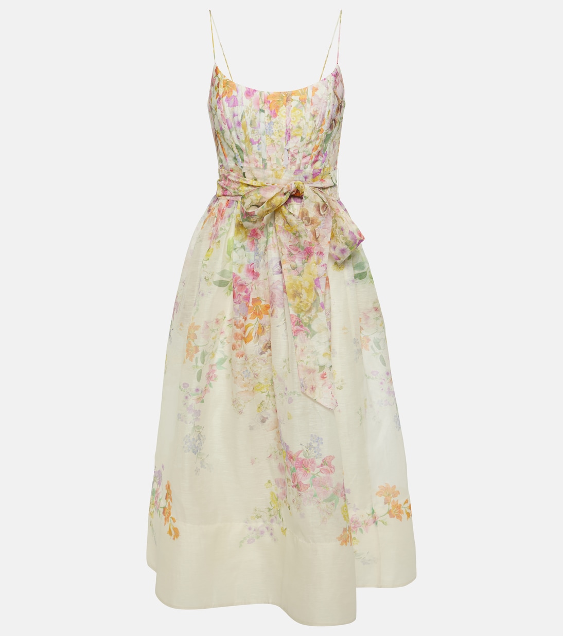 Floral Linen Mid Dress – desigmore