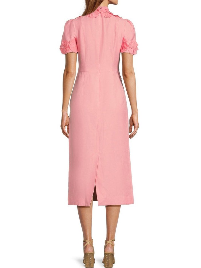 Elegant Cubic Flower Slim Fit Midi Dress