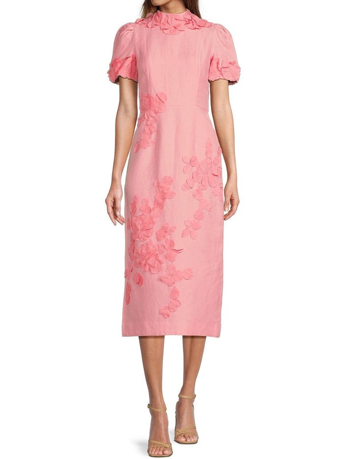 Elegant Cubic Flower Slim Fit Midi Dress