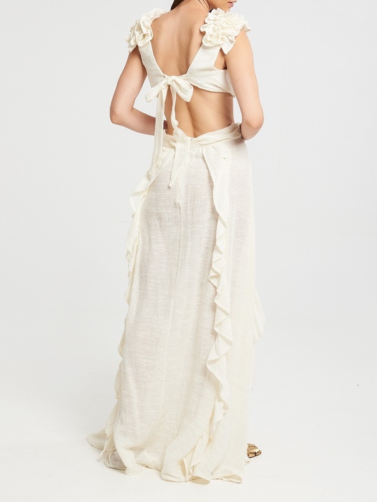 Gauze Cut Out Gown Dress