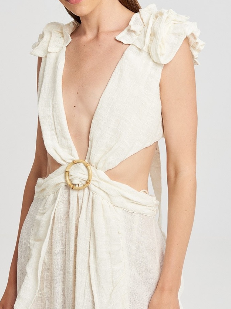 Gauze Cut Out Gown Dress