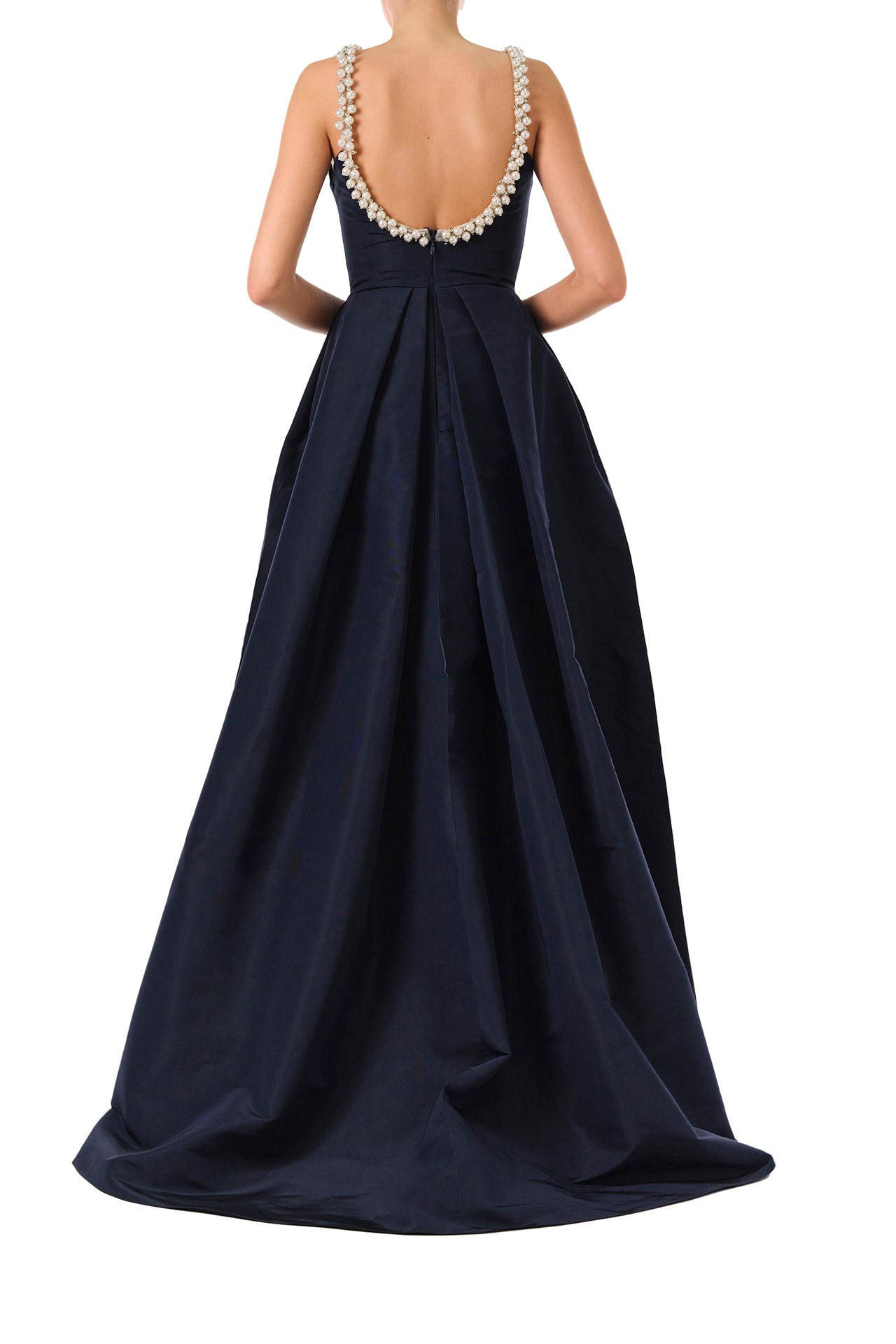 Pearl Scoop Neck Gown Dress