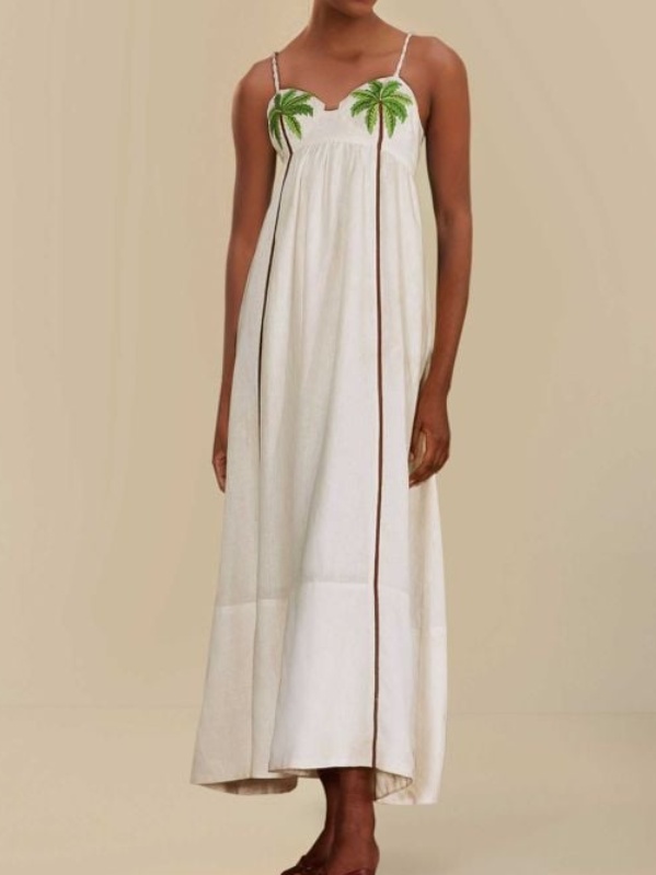 Coconut Tree Print Maxi Dress