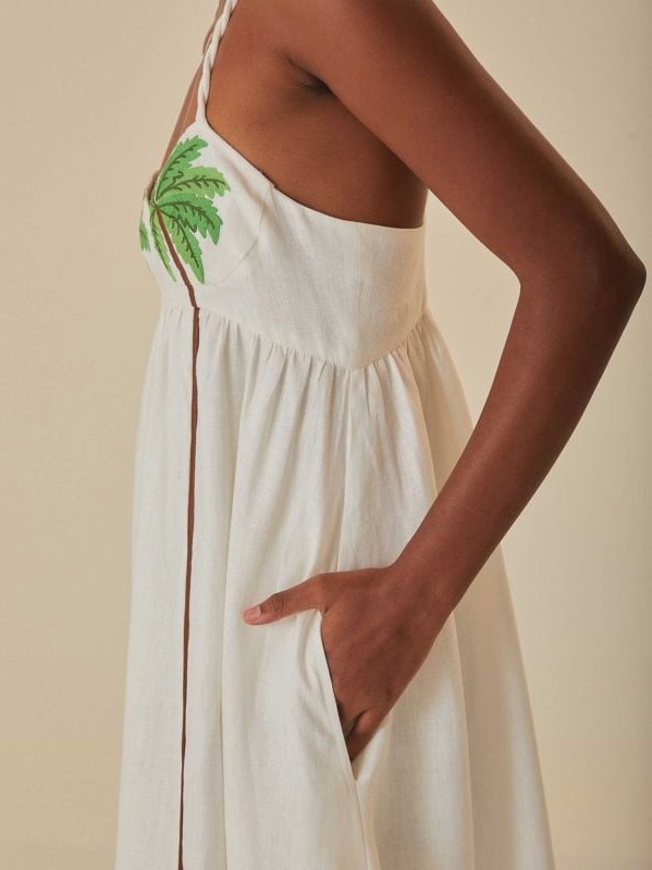 Coconut Tree Print Maxi Dress