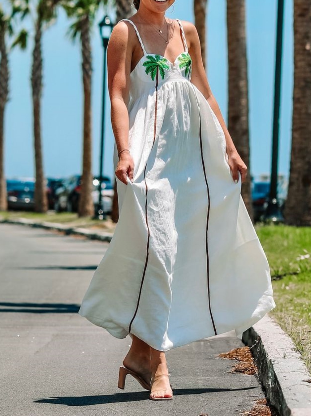 Coconut Tree Print Maxi Dress