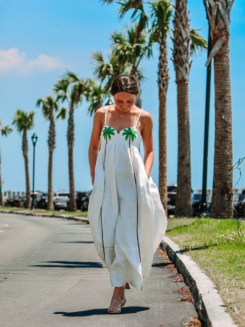 Coconut Tree Print Maxi Dress