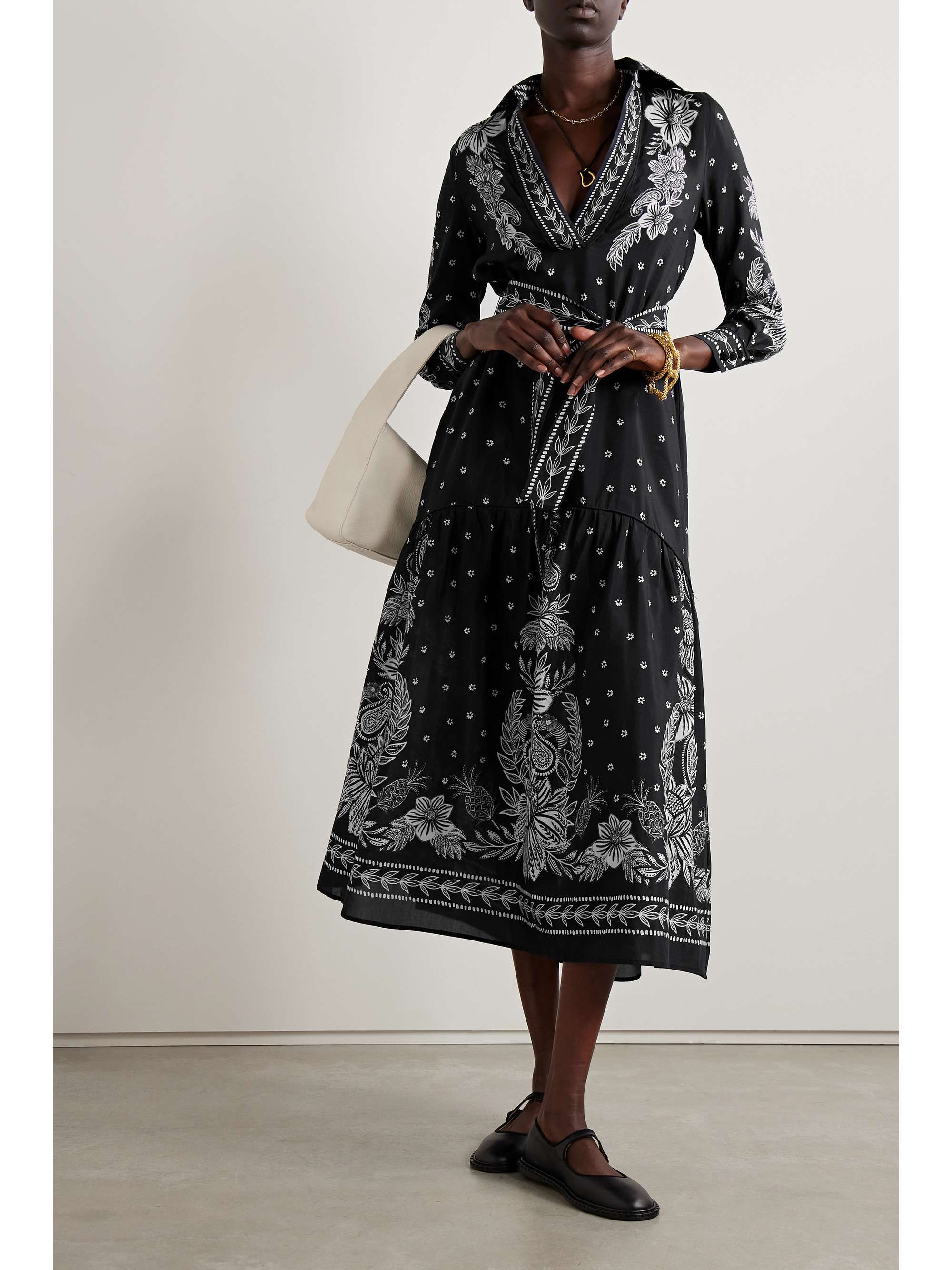 Belted Printed Cotton-blend Maxi Dress