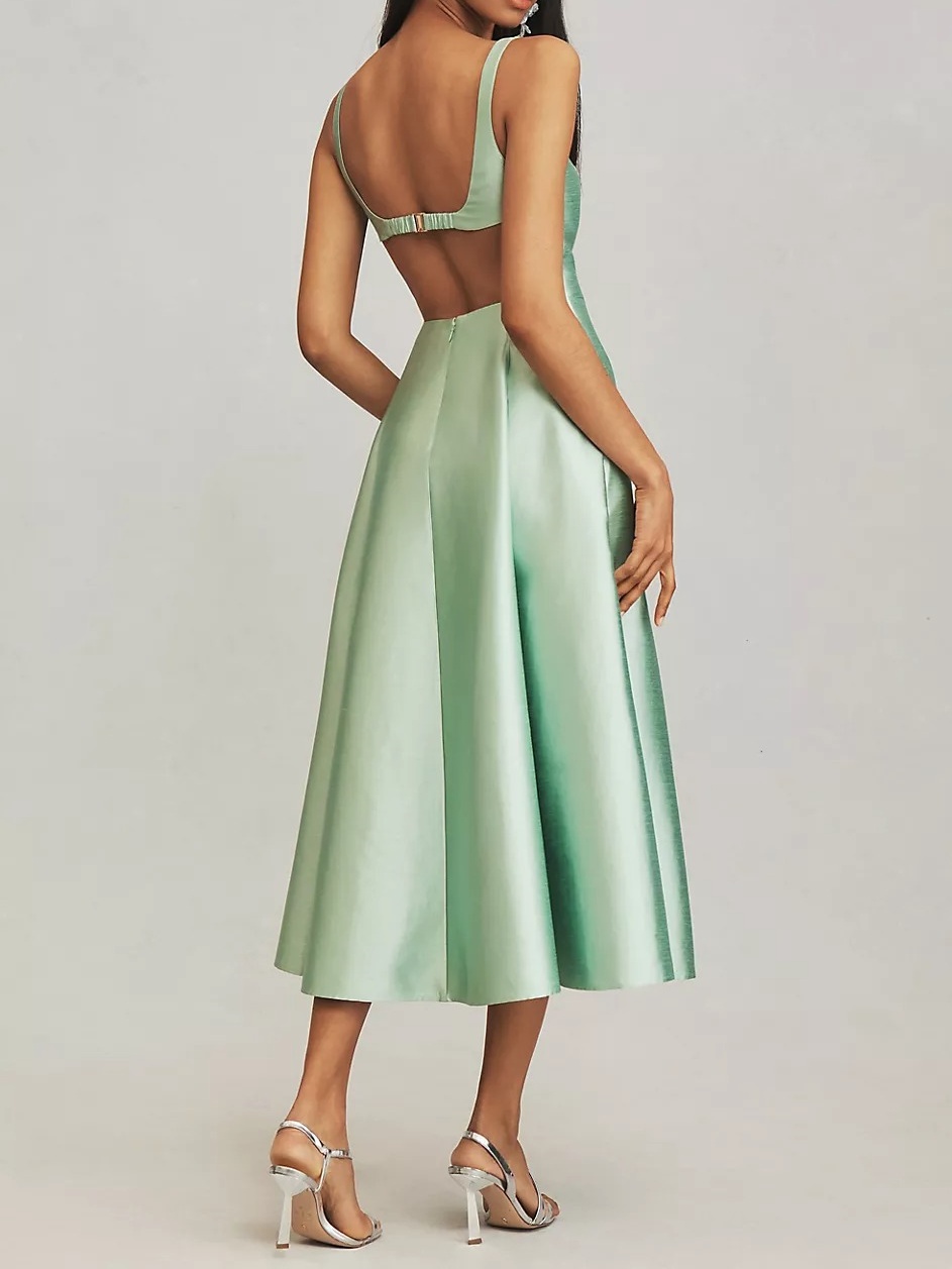 Scoop-Neck Cutout Gown Dress