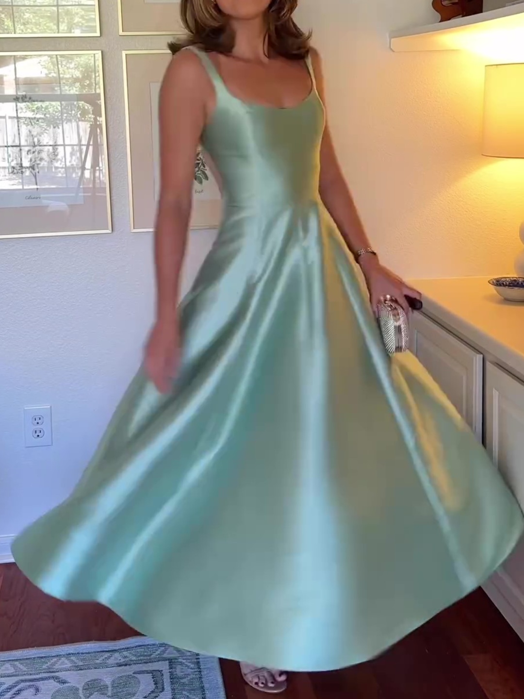 Scoop-Neck Cutout Gown Dress