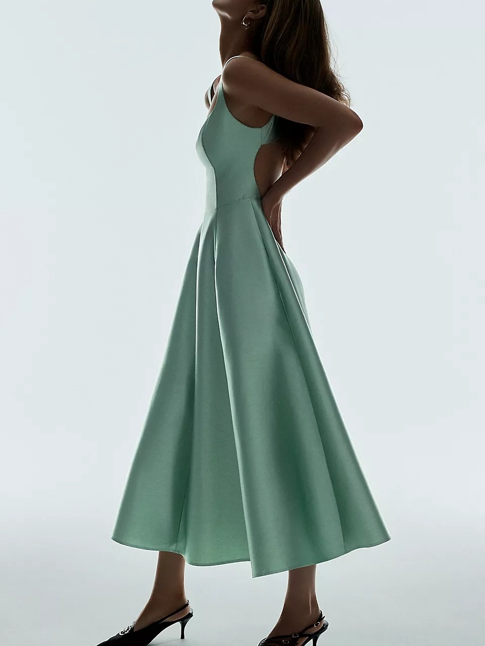 Scoop-Neck Cutout Gown Dress