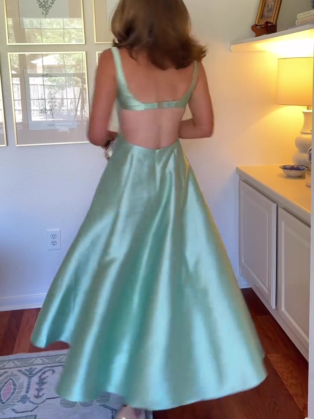 Scoop-Neck Cutout Gown Dress